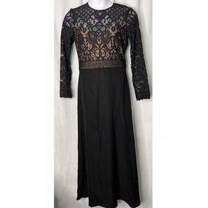 Tadashi Shoji Women Evening Gown Black Nude Lace | Size 12 | Prom Formal Bodycon